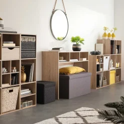 Estantería de roble con 6 cubos MIXMODUL