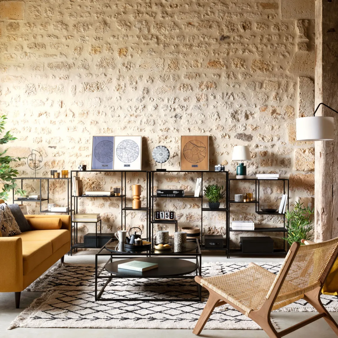 Estantería Gota Metal Negra 75x30x100Cm