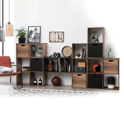 Estantería marrón oscuro con 2 cubos MIXMODUL