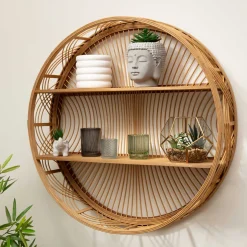 Estantería Redonda De Bambú Ina 70x15x70Cm