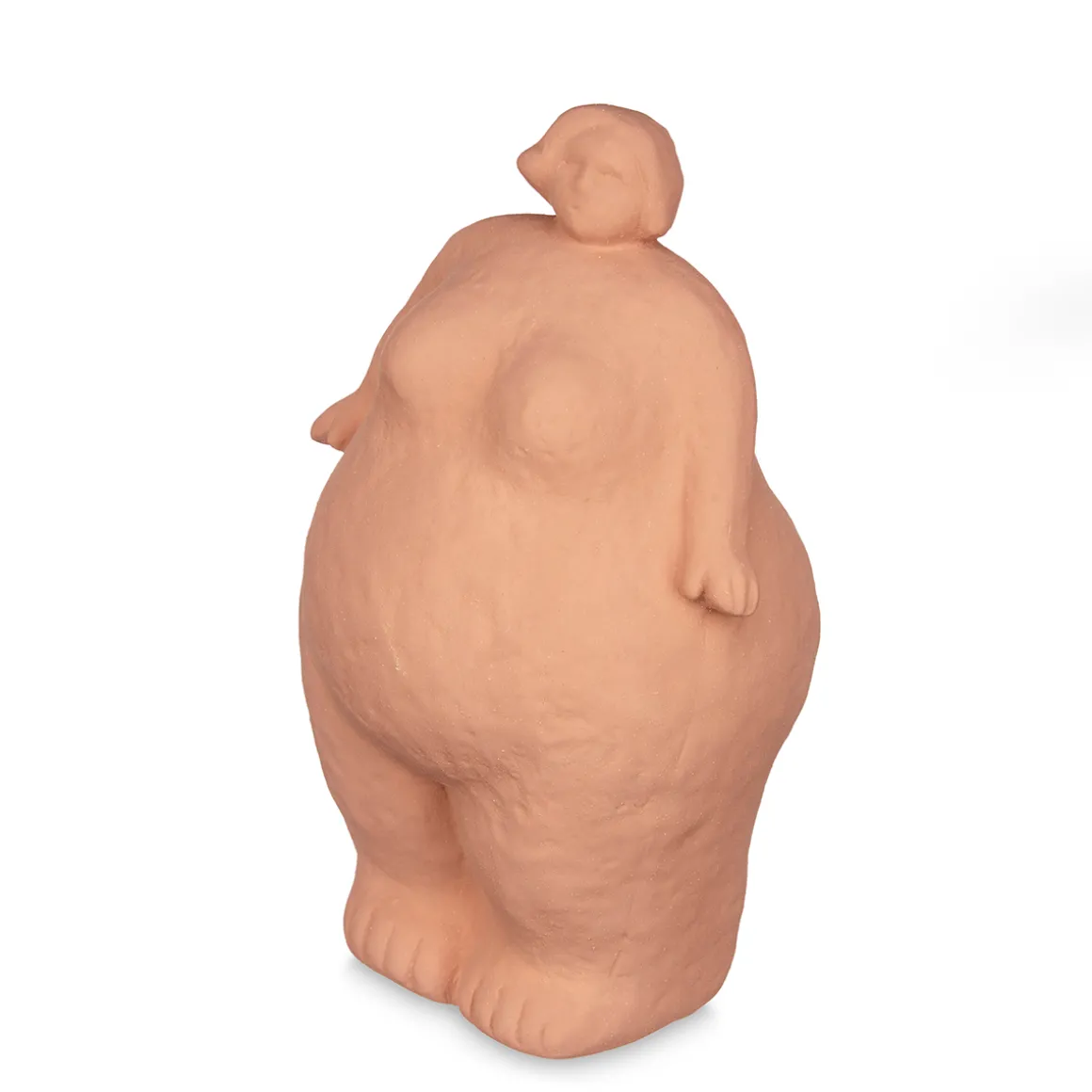 Estatua color ladrillo forma de mujer de cerámica