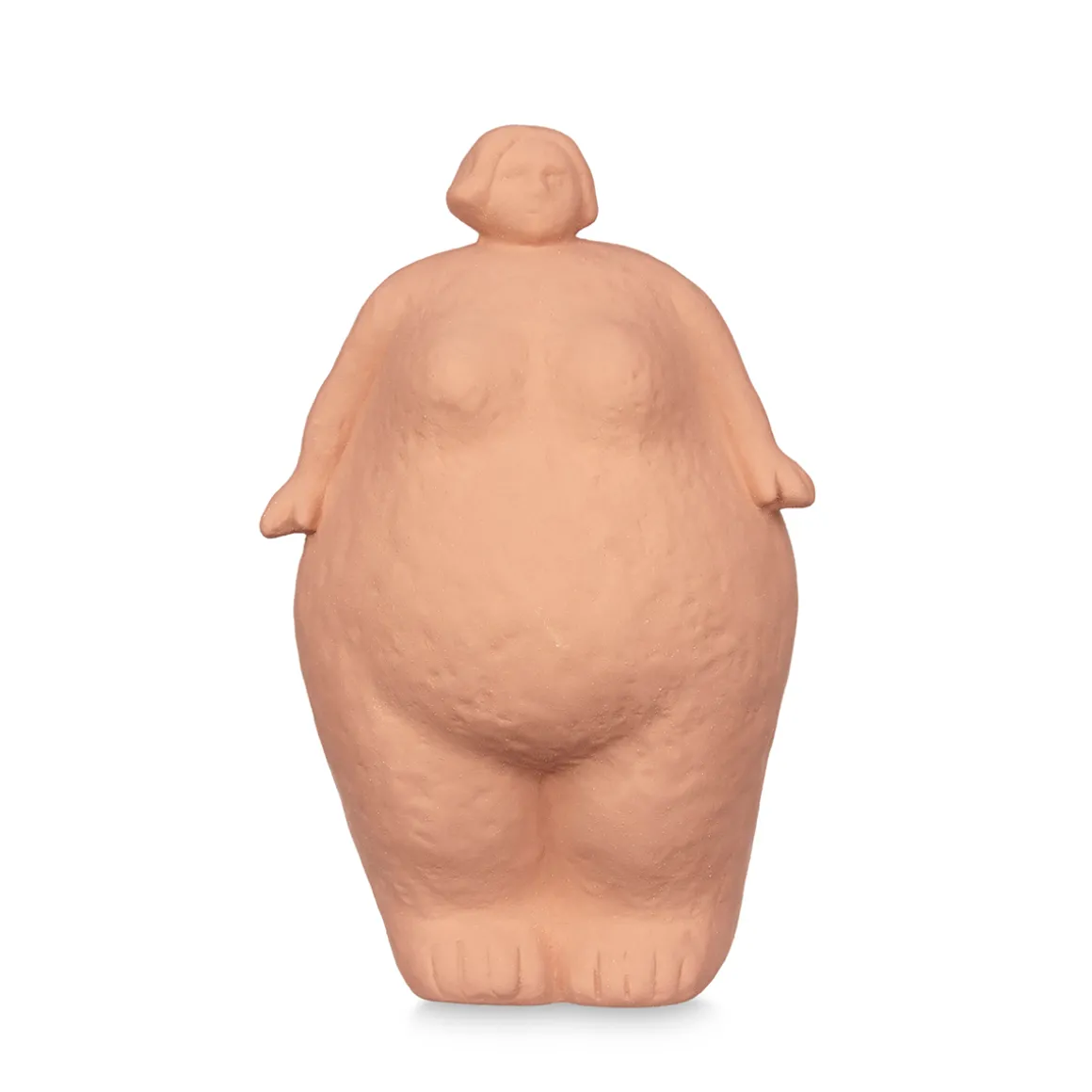 Estatua color ladrillo forma de mujer de cerámica