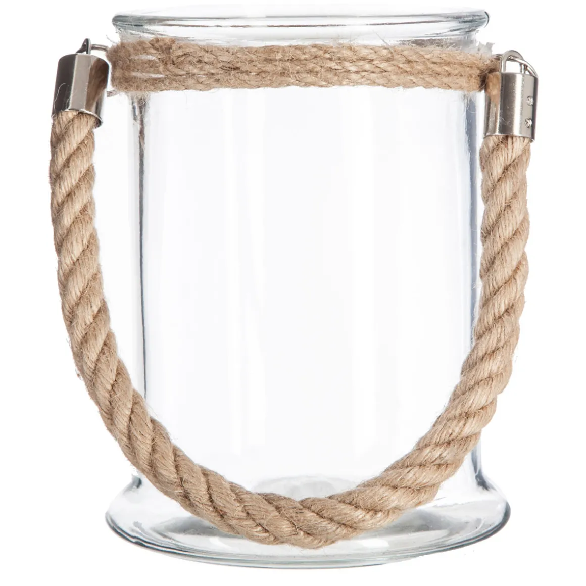 Farol De Vidrio C/Cuerda Lena 12.5x17Cm