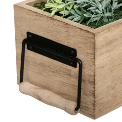 Florero De Madera C/Plantas Artif.25.5Cm