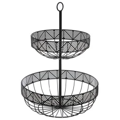 Frutero Metálico Negro 2 Niveles 42Cm