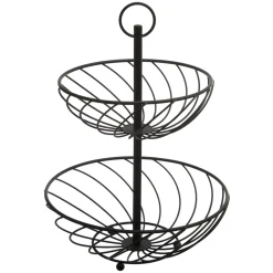 Frutero Metálico Negro C/2 Niveles 34x27