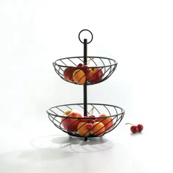Frutero Metálico Negro C/2 Niveles 34x27