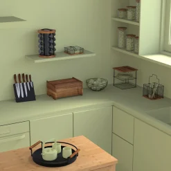 Frutero Negro Metálico Y Madera 28cm