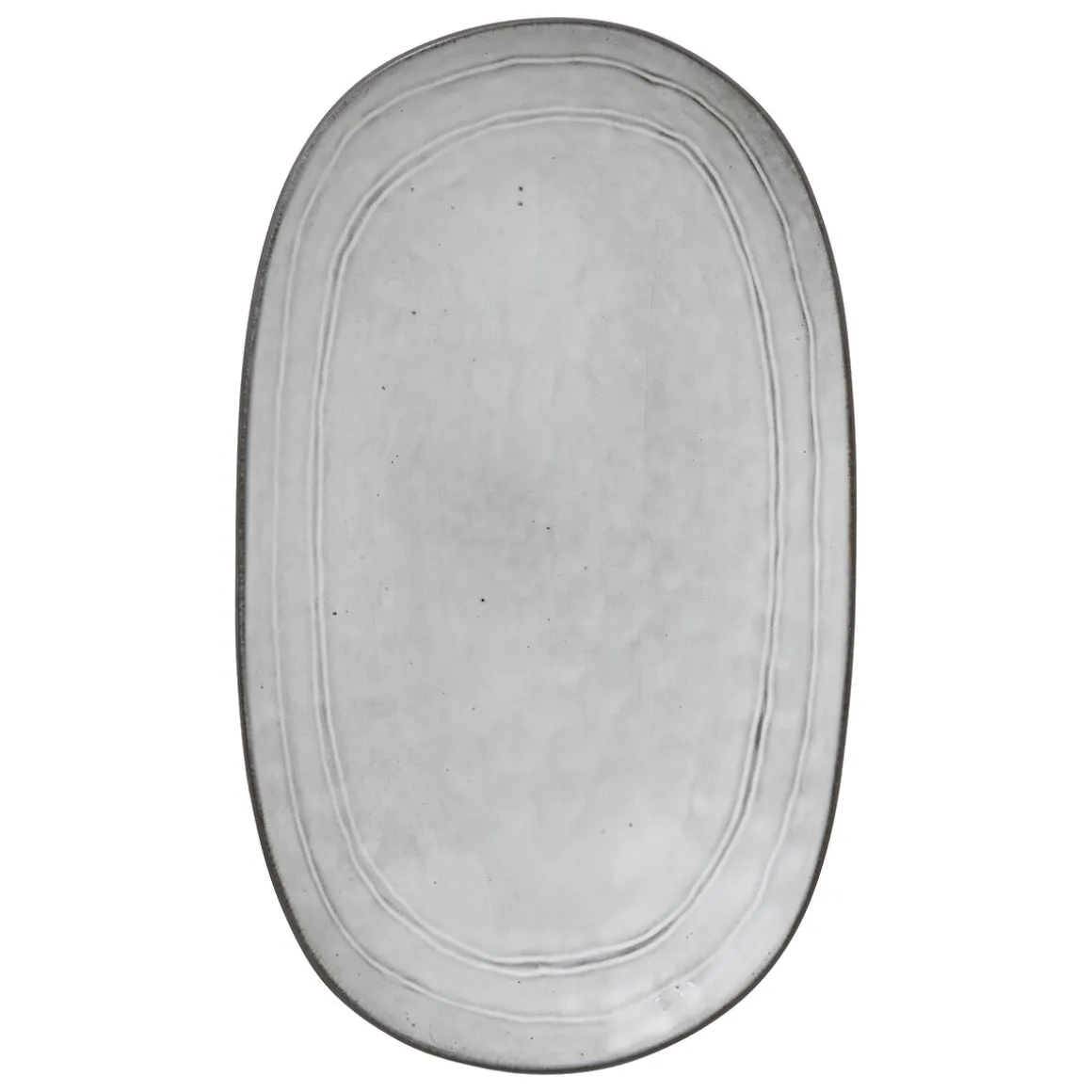 Fuente ovalada FLOWER gris 21x37cm