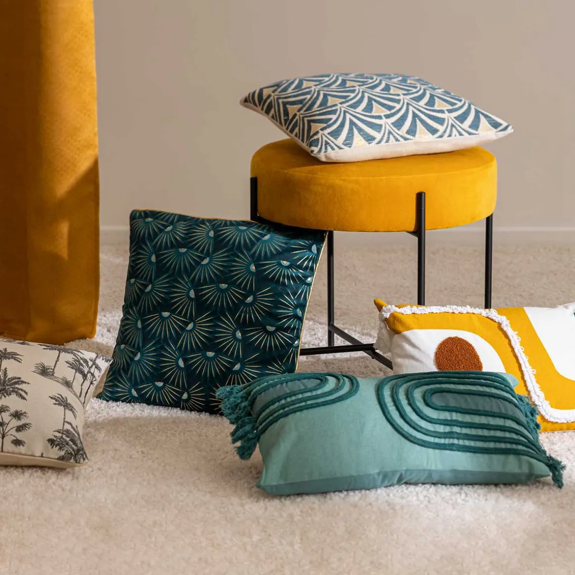 Funda De Cojín Chen Azul 40x40Cm