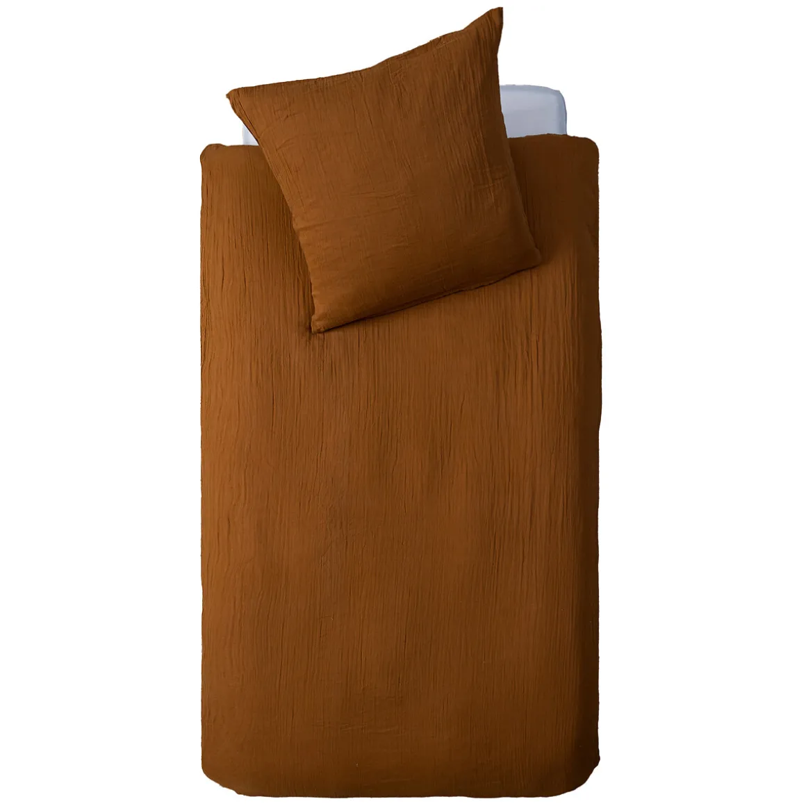 Funda nórdica y funda de cojín de gasa terracota