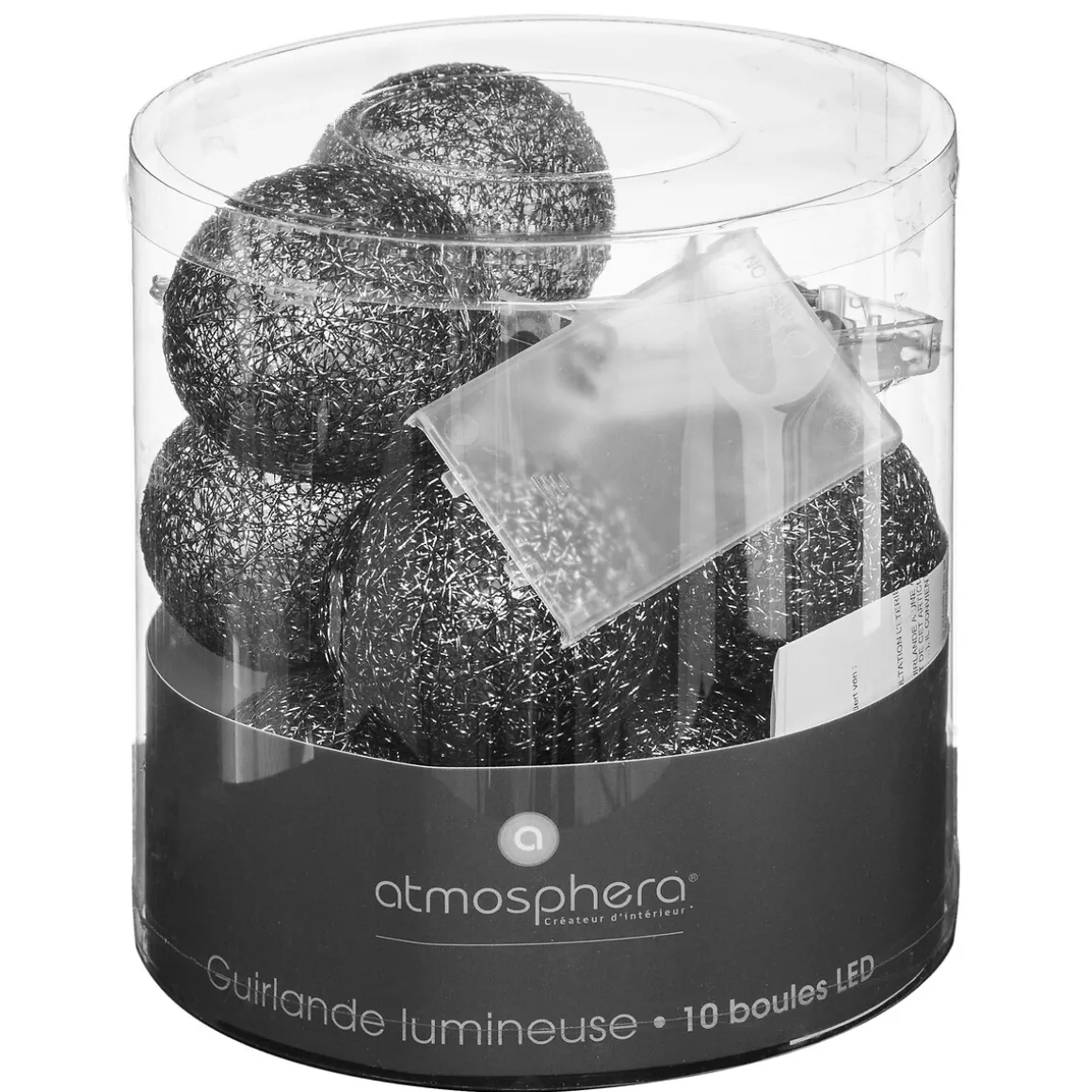 Guirnalda De 10 Bolas Led Negras 6Cm