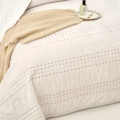 IVREA edredón de terciopelo beige 240x260cm