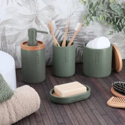 Jabonera de baño verde caqui