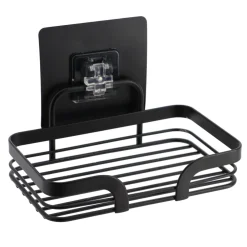 Jabonera Negra De Metal Con Adhesivo