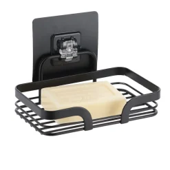 Jabonera Negra De Metal Con Adhesivo