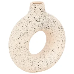Jarrón De Cerámica Blanca Con Lunares Negros 30cm