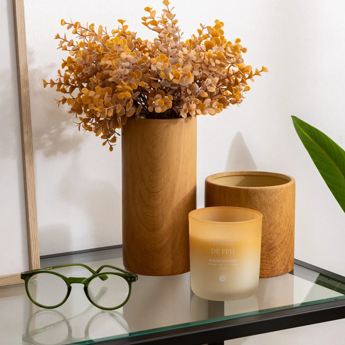 Jarrón SOA de cerámica efecto madera 20cm