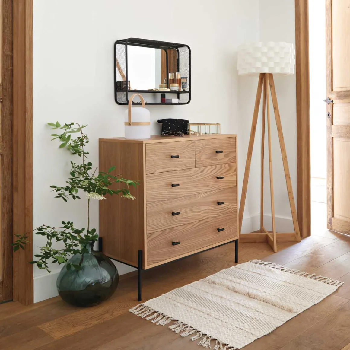 Jarrón Uly Verde Caqui De Vidrio Reciclado 33cm