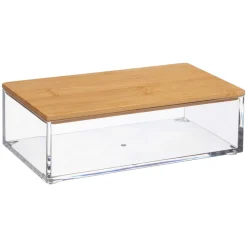 Joyero Acrílico Con Tapa De Bambú