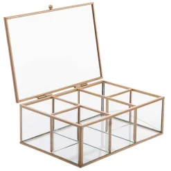 Joyero Dorado De Metal/Vidrio 20x14x7Cm