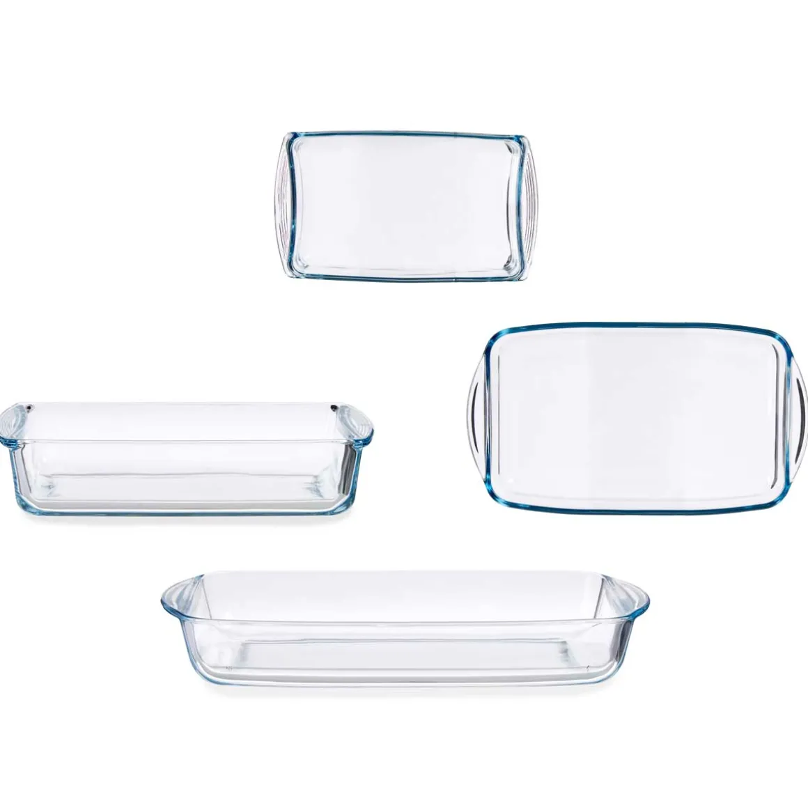 Juego 2 Fuentes De Vidrio Rectangular