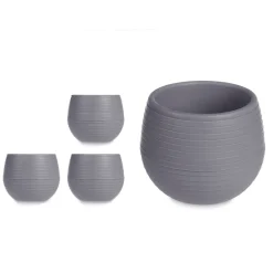 Juego 3 Macetas Gris Pardo Depósito Agua