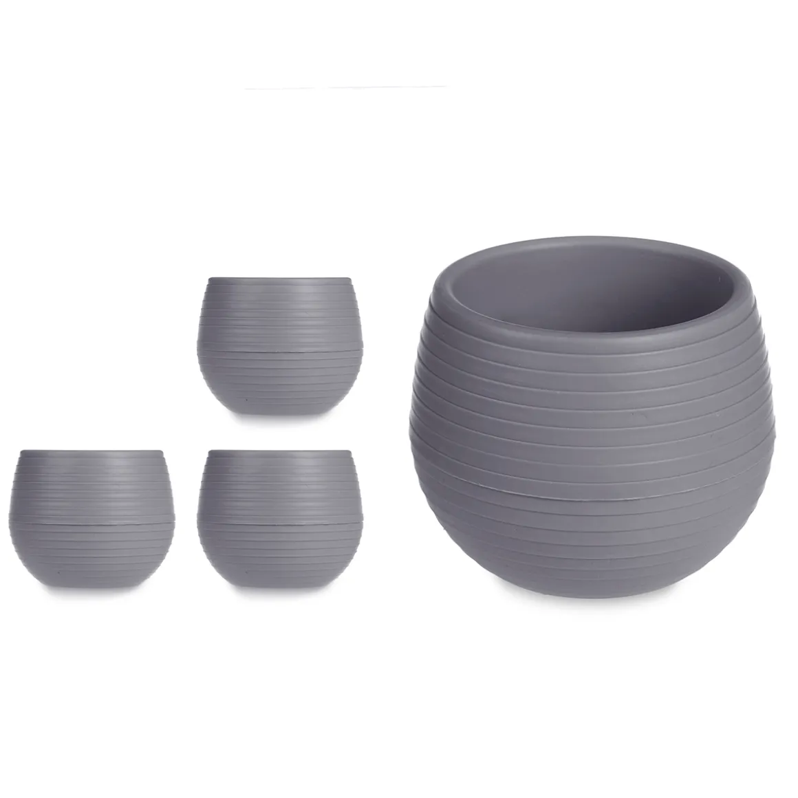 Juego 3 Macetas Gris Pardo Depósito Agua