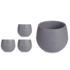 Juego 3 Macetas Gris Pardo Depósito Agua