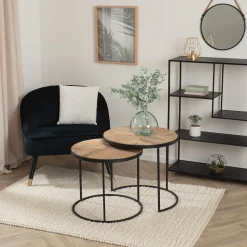 Juego 2 Mesas Auxiliares De Madera 51Cm