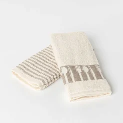 Juego 2 paños de cocina BIO blanco algodón 50x50Cm