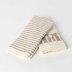 Juego 2 paños de cocina BIO blanco algodón 50x50Cm