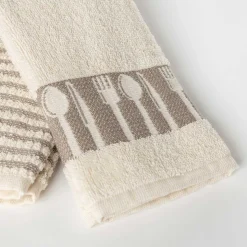 Juego 2 paños de cocina BIO blanco algodón 50x50Cm