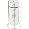 Juego 4 tazas HAPPY con soporte 22cl