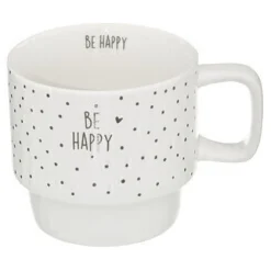 Juego 4 tazas HAPPY con soporte 22cl