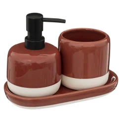 Juego de 3 accesorios de baño SOLAR rojo