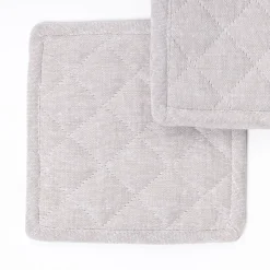 Juego de 2 agarradores con frase taupe de algodón