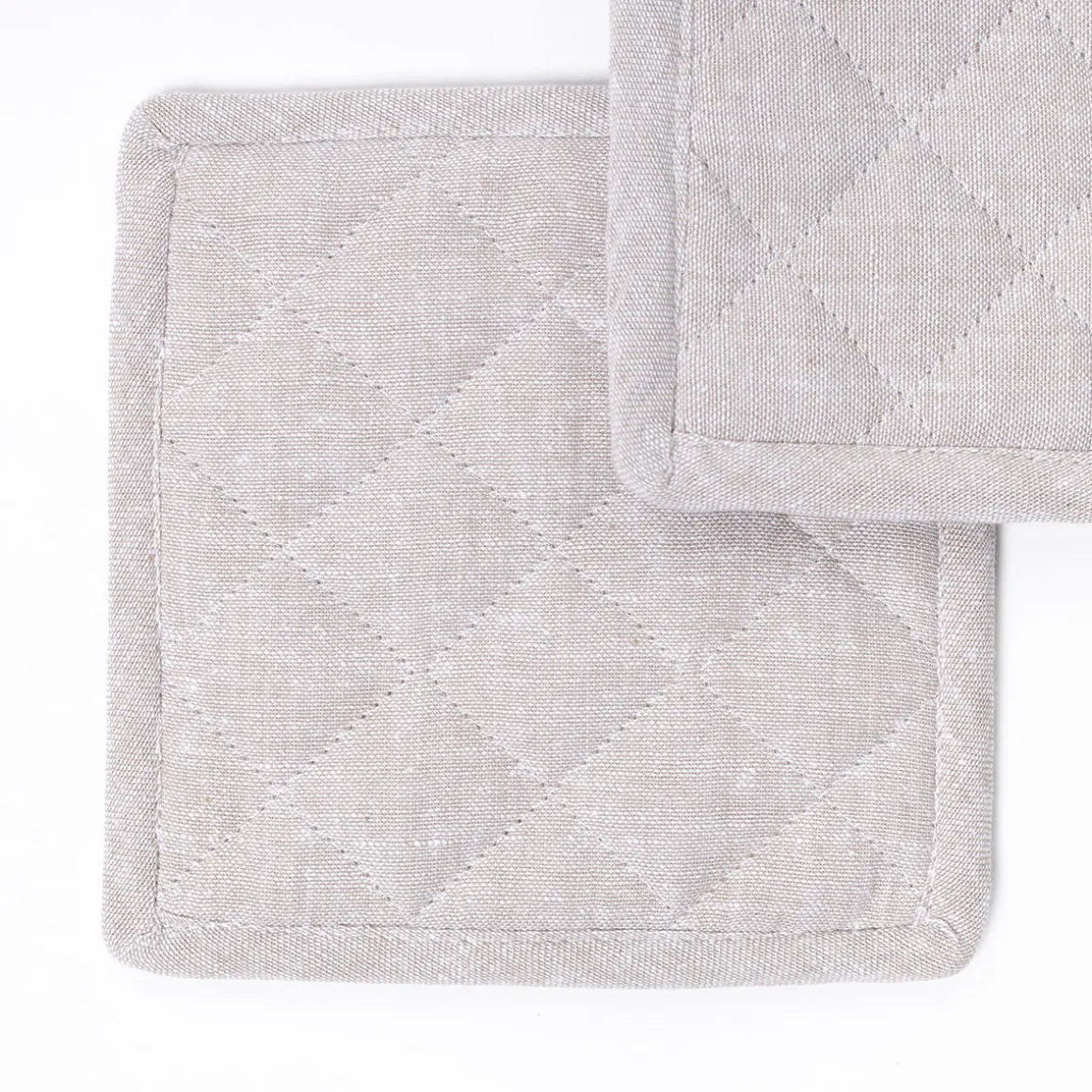 Juego de 2 agarradores con frase taupe de algodón