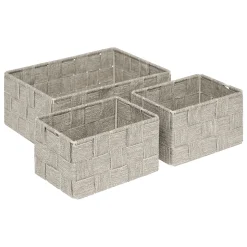 Juego de 3 cestas wc beige de poliéster