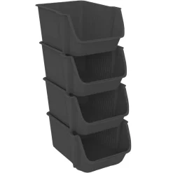Juego de 4 cestos de almacenaje gris oscuro