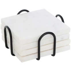 Juego de 4 posavasos blanco de mármol 10cm
