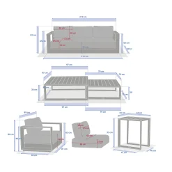 Juego de jardín ALLURE avoine y lin 5 plazas