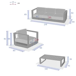 Juego de jardín ALLURE blanco 5 plazas