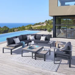 Juego de jardín angular PARADIZE gris oscuro