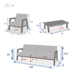 Juego de jardín AXIOME praliné beige 5 plazas