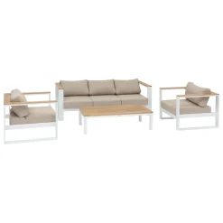 Juego de jardín EMPERIA blanco de madera acacia