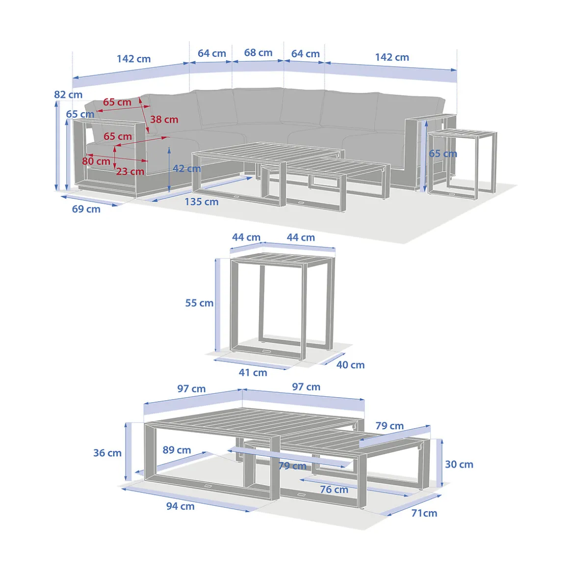 Juego de jardín esquinero ALLURE avoine y lin