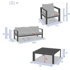 Juego de jardín EVASIÓN 5 plazas gris grafito