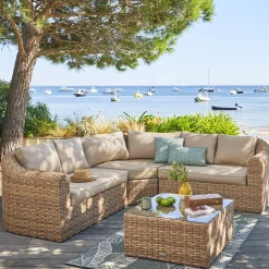 Juego de jardín MOORÉA savana de ratán sintético