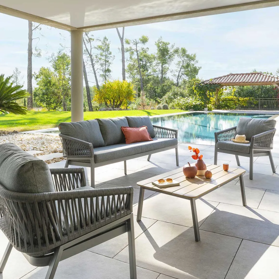 Juego de jardín ORIENGO gris oscuro